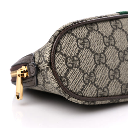 Gucci GG Supreme Monogram Textured Calfskin Web Large Ophidia Cosmetic Case Beige Ebony New Acero 7 of 8