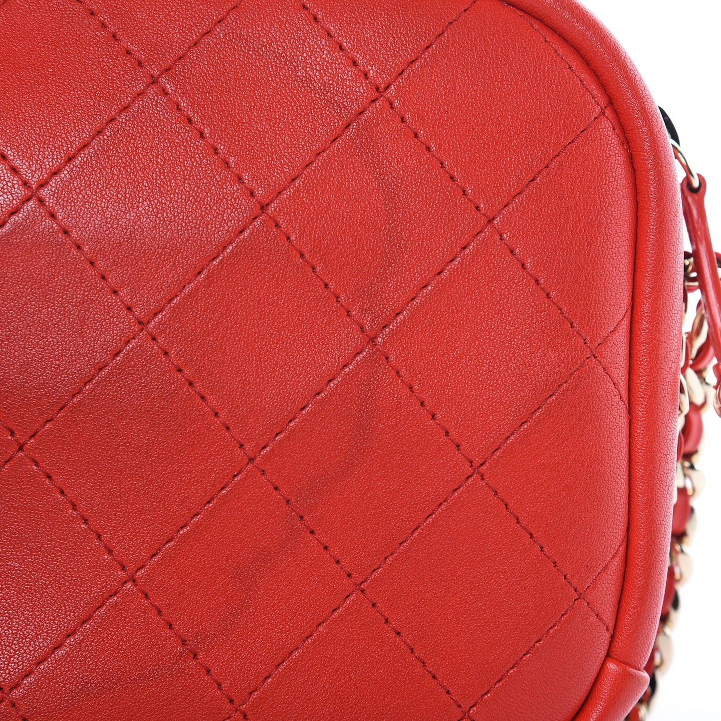 Goatskin Quilted Large Casual Trip Camera Case Bag Red