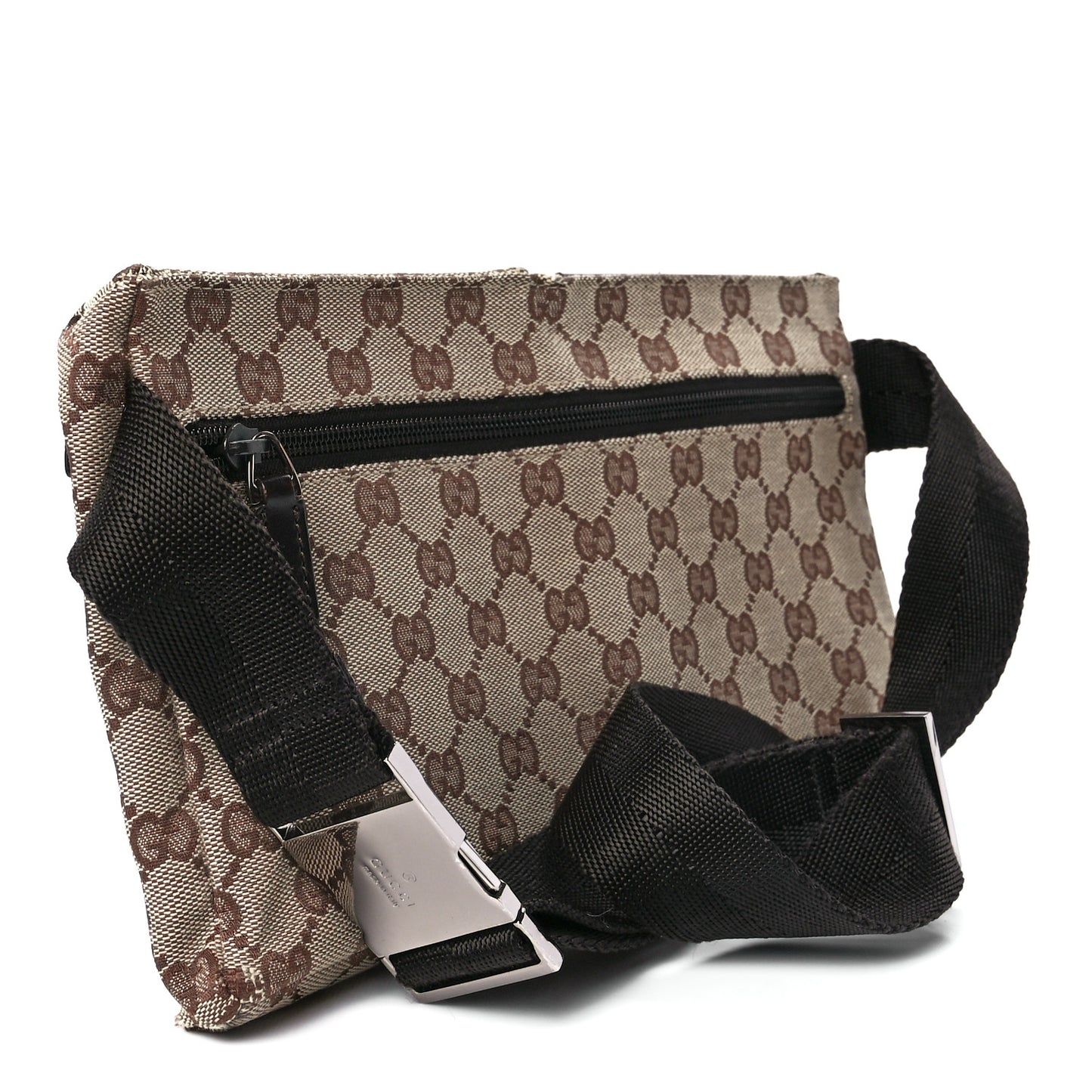 GG Monogram Double Pocket Belt Bag Dark Brown