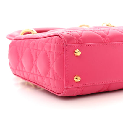 Christian Dior Lambskin Cannage Mini Lady Dior Hot Pink 9 of 15