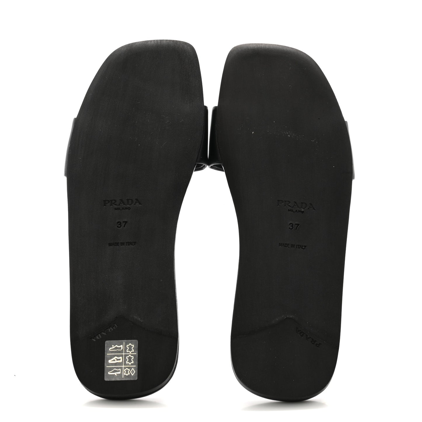 Nappa Metal Triangle Logo Flat Slide Sandals 37 Black