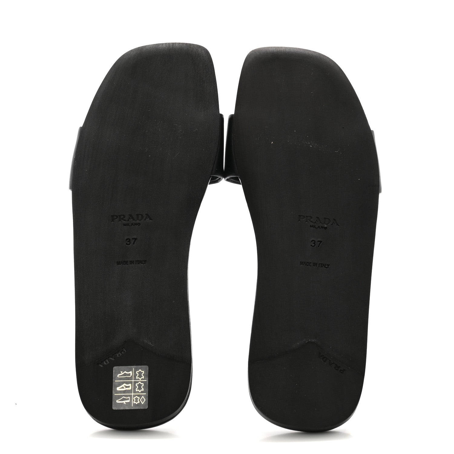 Prada Nappa Metal Triangle Logo Flat Slide Sandals 37 Black 6 of 8