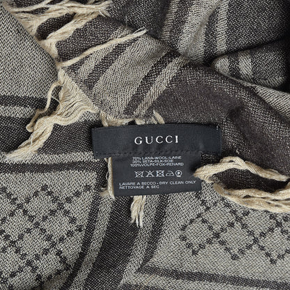 Gucci Wool Silk Fox Fur Monogram Shawl Scarf 3 of 3