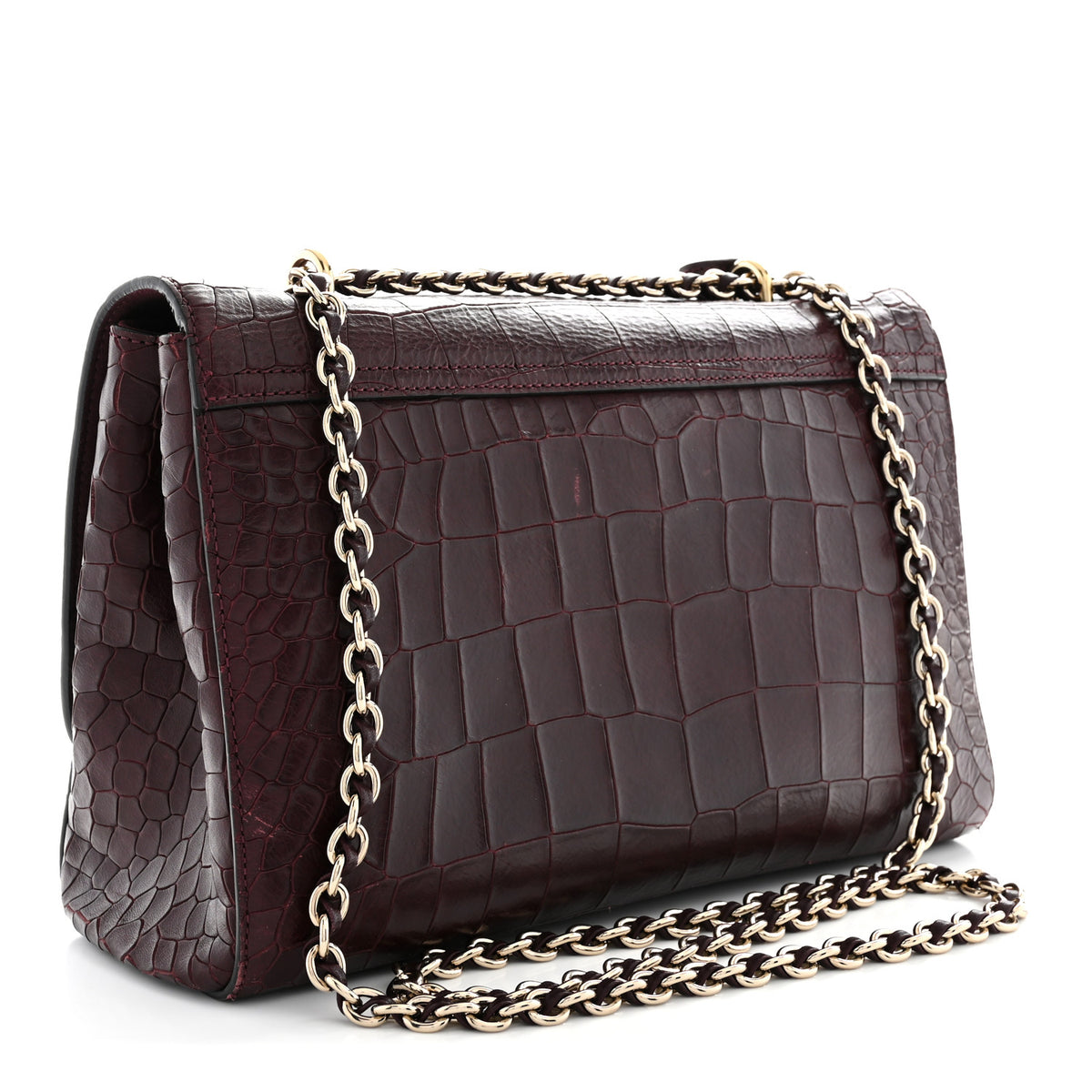 Mulberry Nappa Crocodile Embossed Medium Lily Flap Oxblood 3 of 11