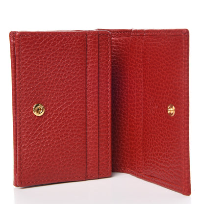 Gucci Pebbled Calfskin GG Marmont Card Case Hibiscus Red 5 of 9