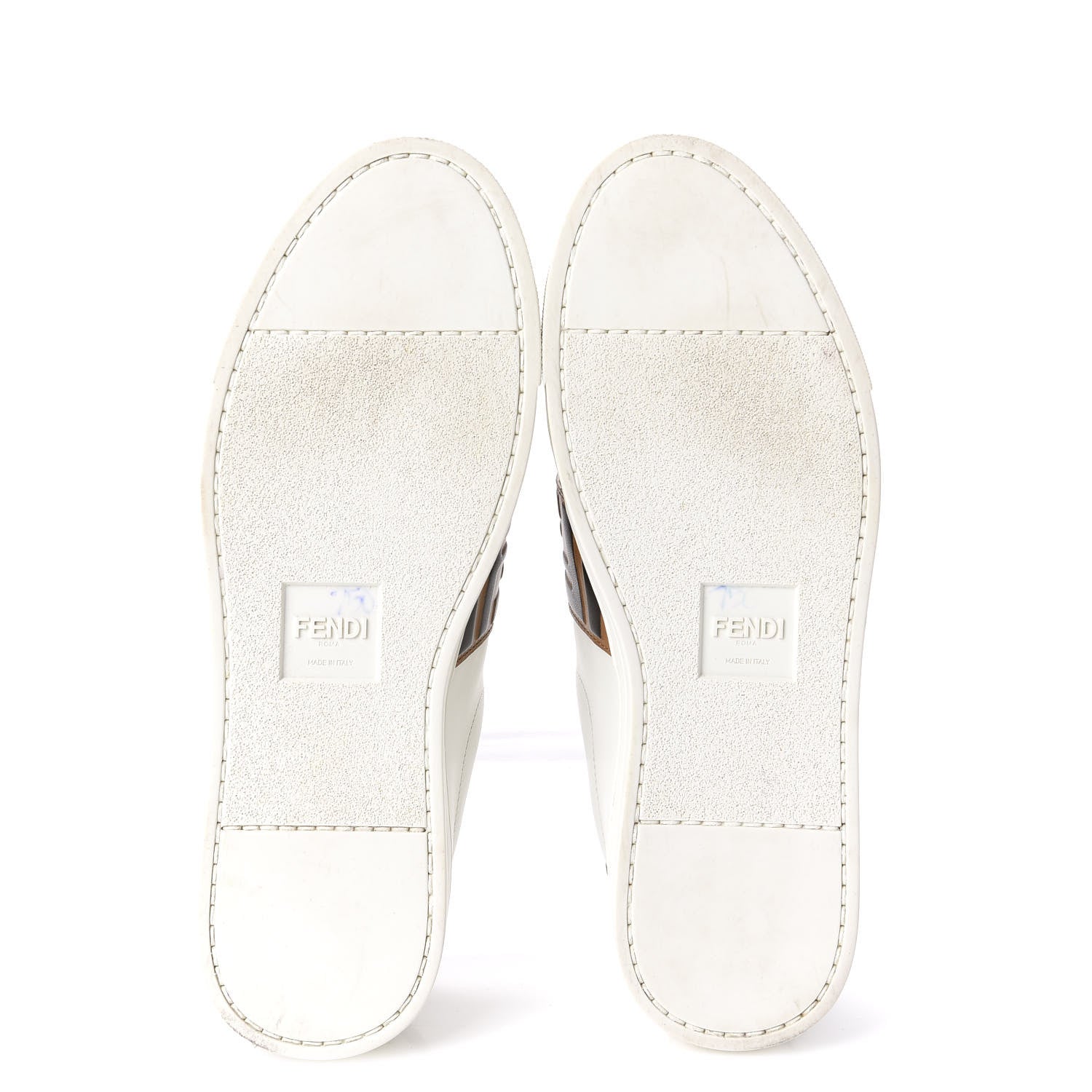 Fendi Vitello FF Embossed Womens Slip On Sneakers 38.5 White Tobacco Moro 5 of 15
