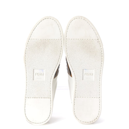 Fendi Vitello FF Embossed Womens Slip On Sneakers 38.5 White Tobacco Moro 5 of 15