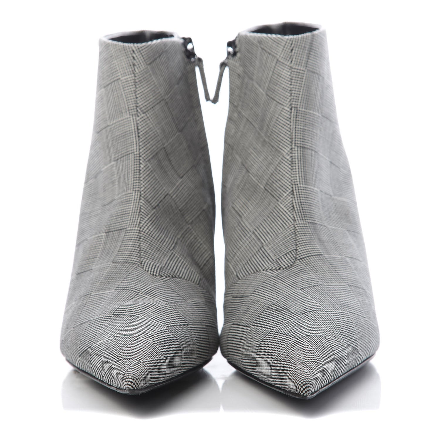 Wool Checked Knife Pointy Toe Boots 37