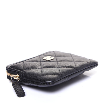 Chanel Caviar Quilted Zip Card Holder Wallet Black 4 of 11