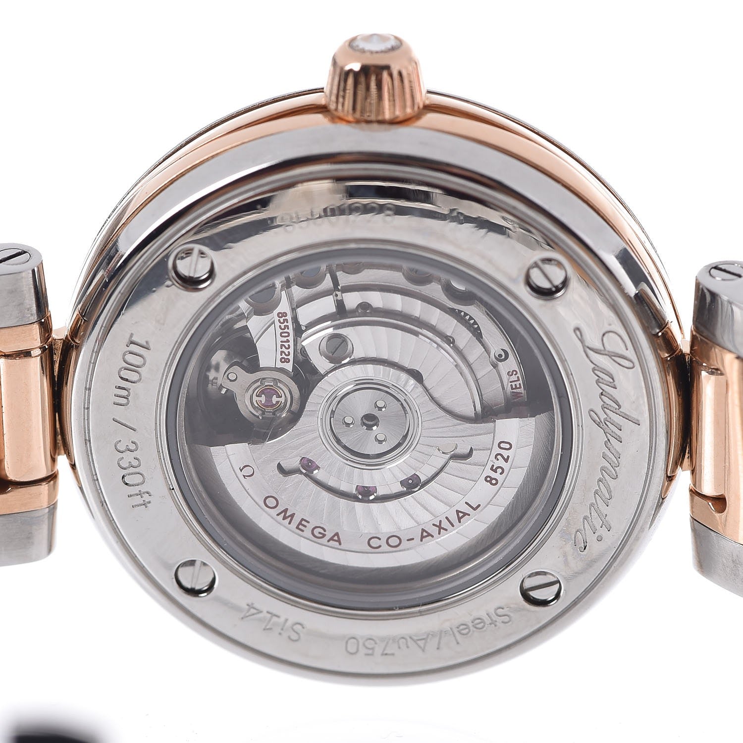 Omega Stainless Steel 18K Sedna Gold Diamond Pave Bezel Mother of Pearl 34mm Ladymatic Co-Axial Automatic Watch 425.25.34.20.55.001 5 of 7