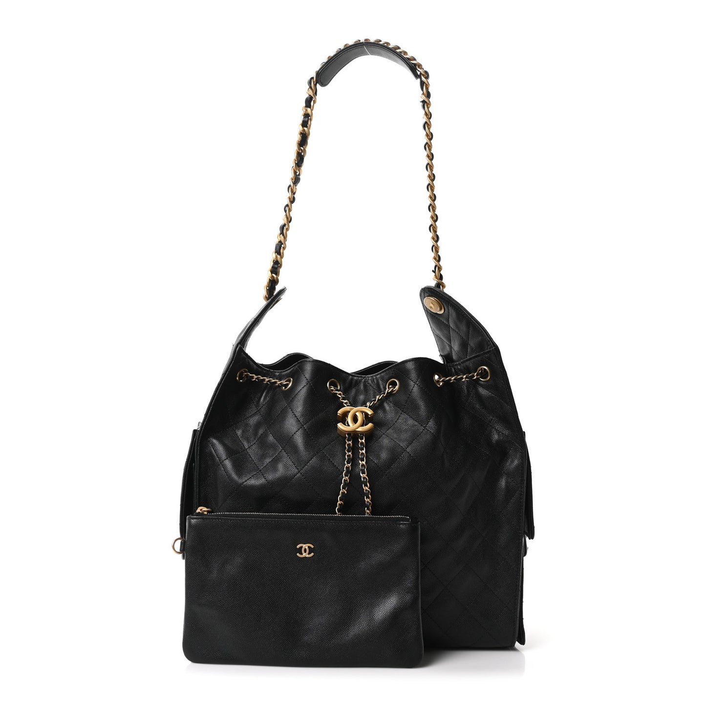 Caviar Quilted Medium Chanel 25 Handbag Black