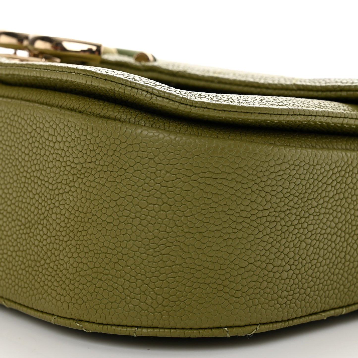 Grained Calfskin Quilted Small Cuba Top Handle Flap Khaki
