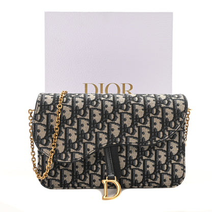 Christian Dior Oblique Saddle Chain Pouch Blue 10 of 10