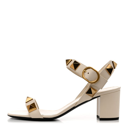 Valentino Garavani Calfskin Roman Stud 60mm Sandals 40 Light Ivory 1 of 8
