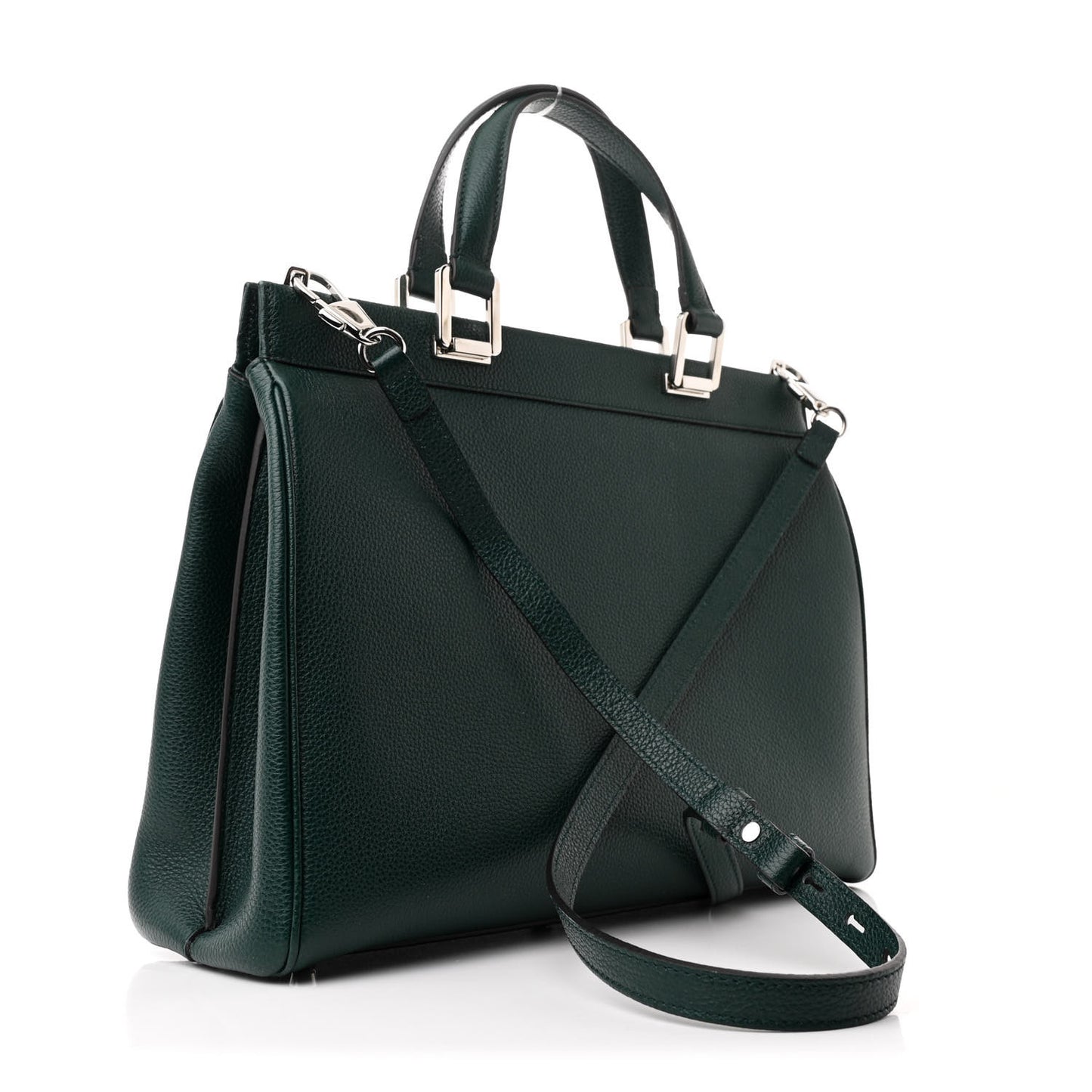 Grainy Calfskin Medium Zumi Top Handle Bag Vintage Green