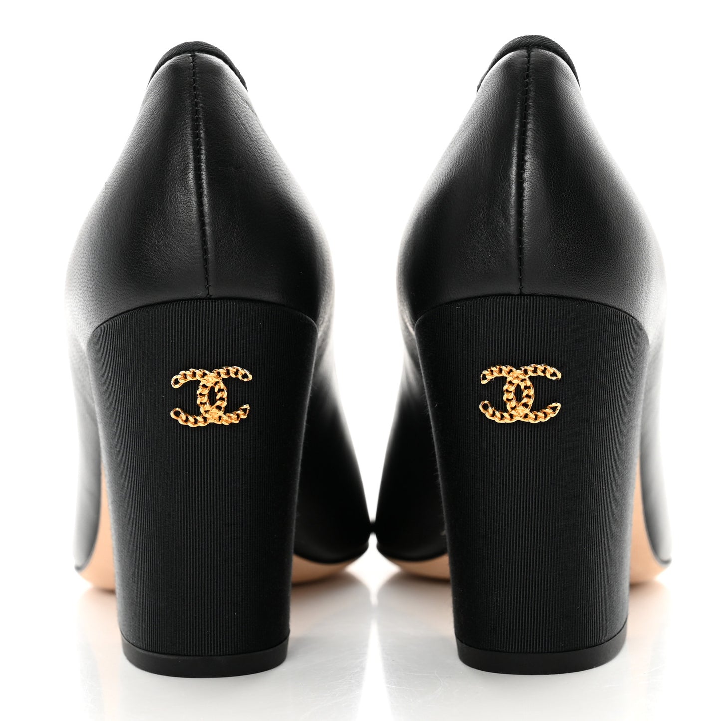 Lambskin Grosgain Cap Toe Pumps 35.5 Black