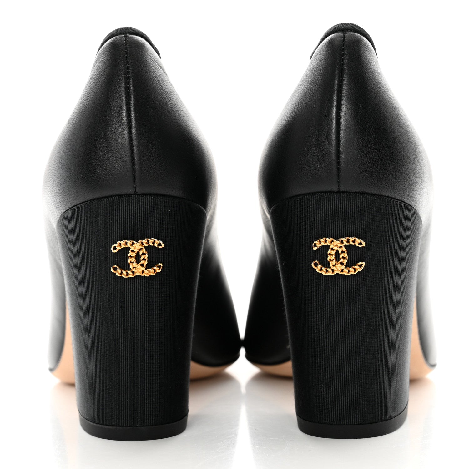 Chanel Lambskin Grosgain Cap Toe Pumps 35.5 Black 6 of 9