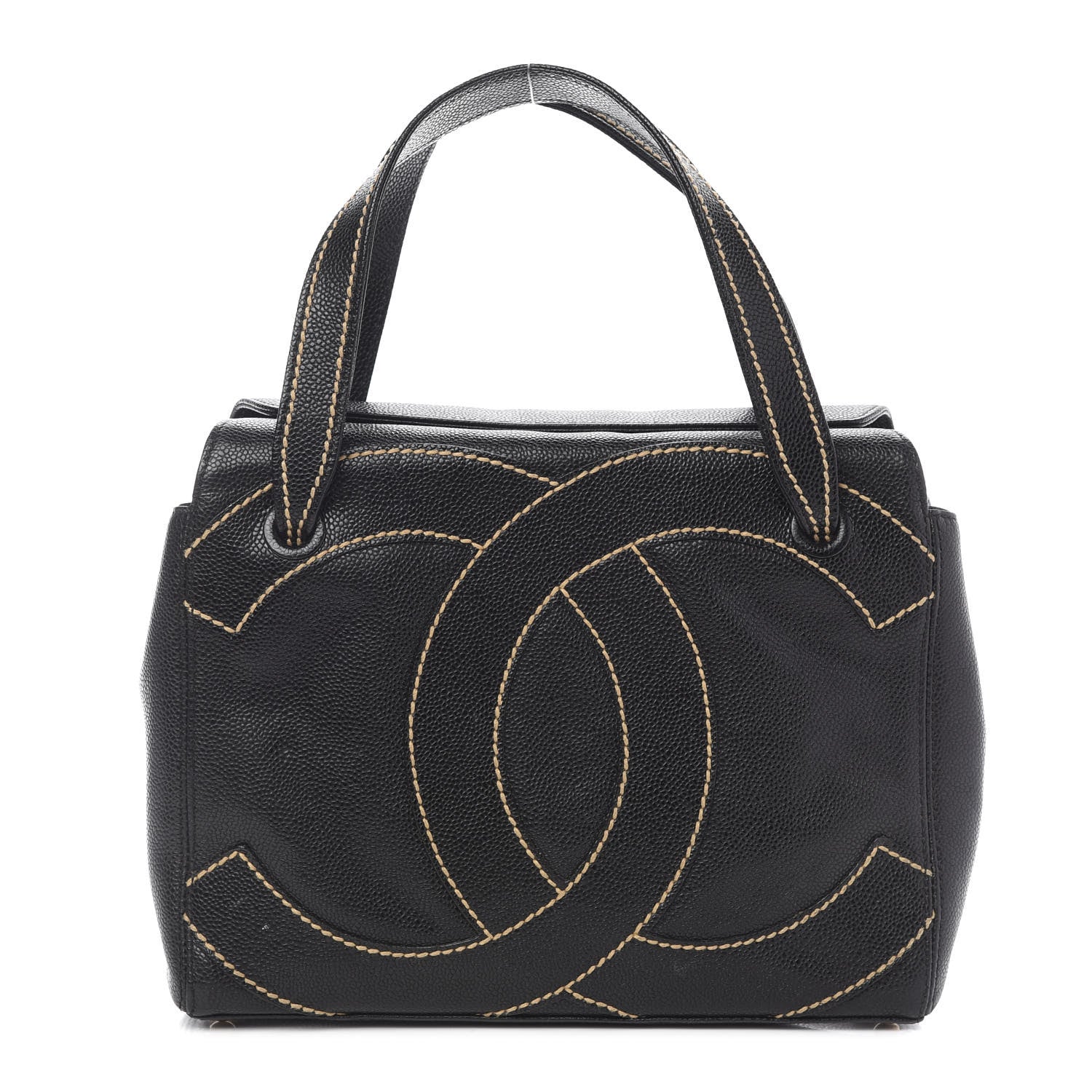 Chanel Caviar CC Stitched Small Tote Black 1 of 10