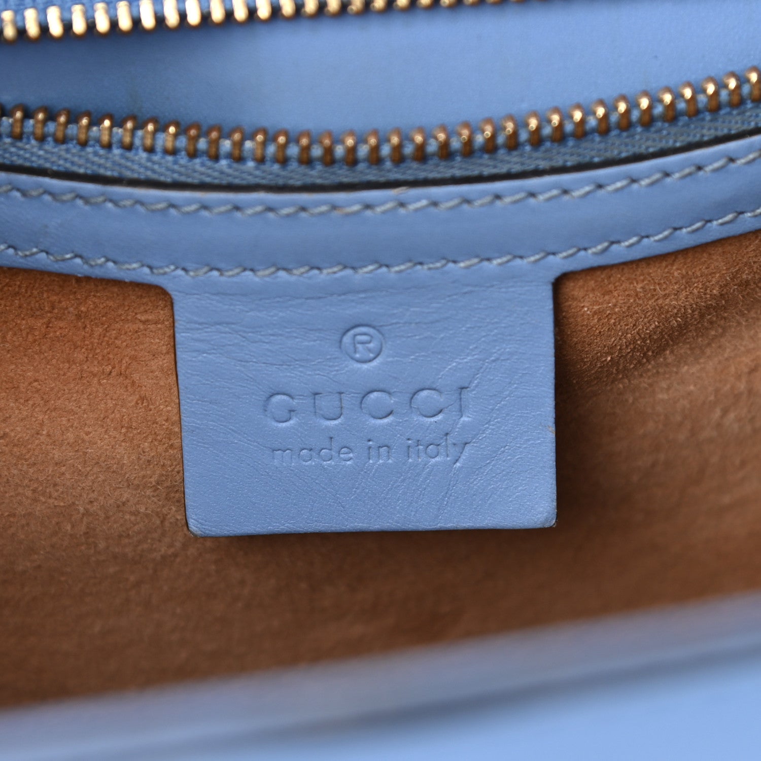 Gucci Calfskin Embroidered Medium Sylvie Top Handle Bag Clear Sky Blue 6 of 19