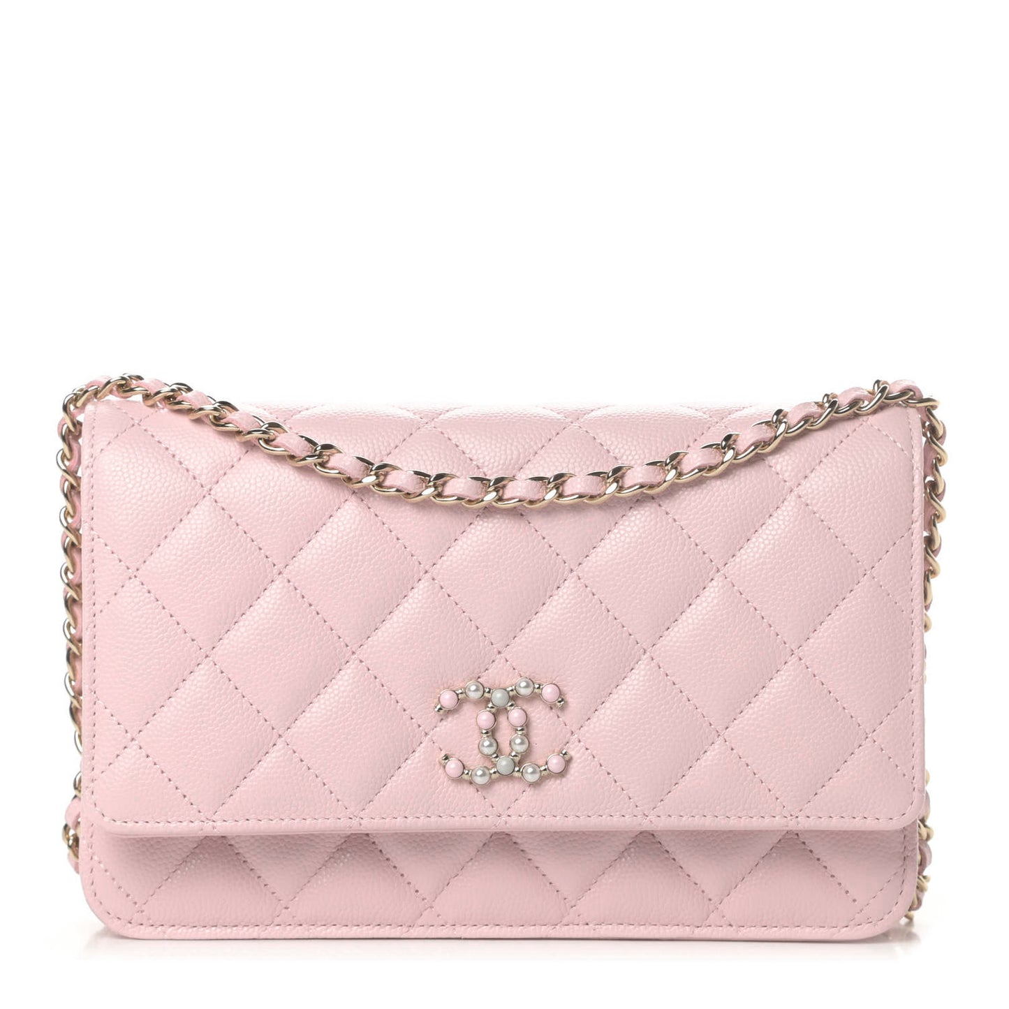 Caviar Quilted Coco Candy Wallet On Chain WOC Light Pink