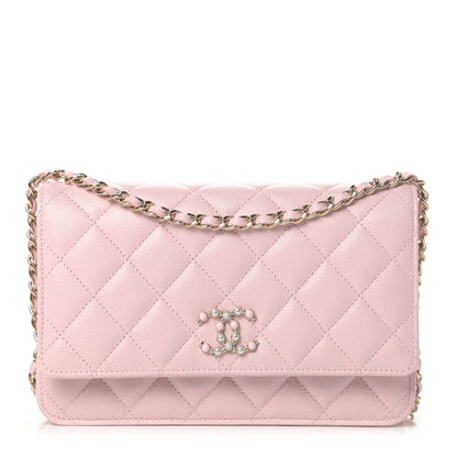 Chanel Caviar Quilted Coco Candy Wallet On Chain WOC Light Pink 1 of 12
