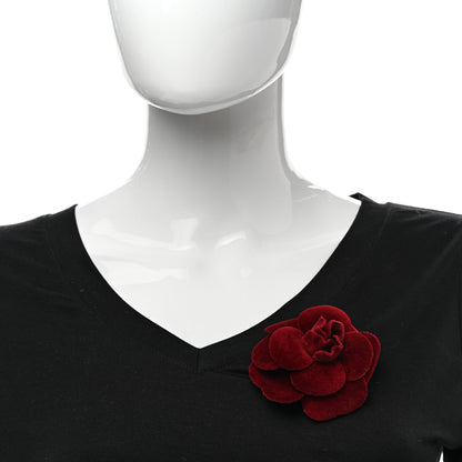 Chanel Velvet Camellia Brooch Pin Bordeaux 2 of 4