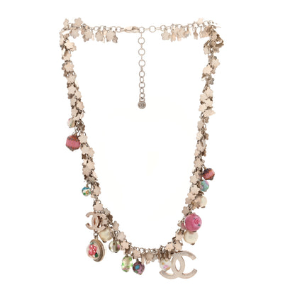 Chanel Pearl Enamel Bead CC Necklace Pink Silver 2 of 3