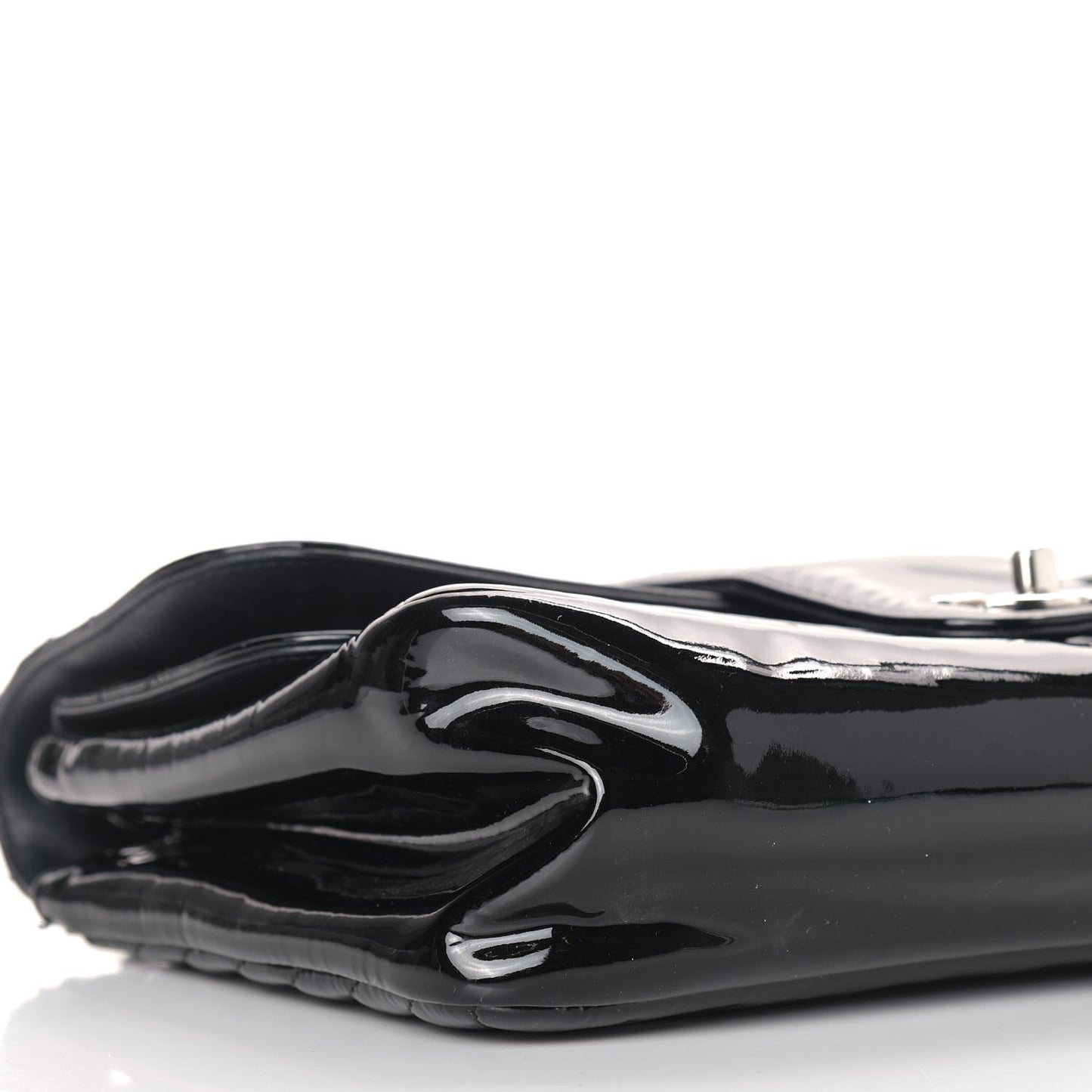Patent Horizontal Quilted Jumbo Single Flap Black