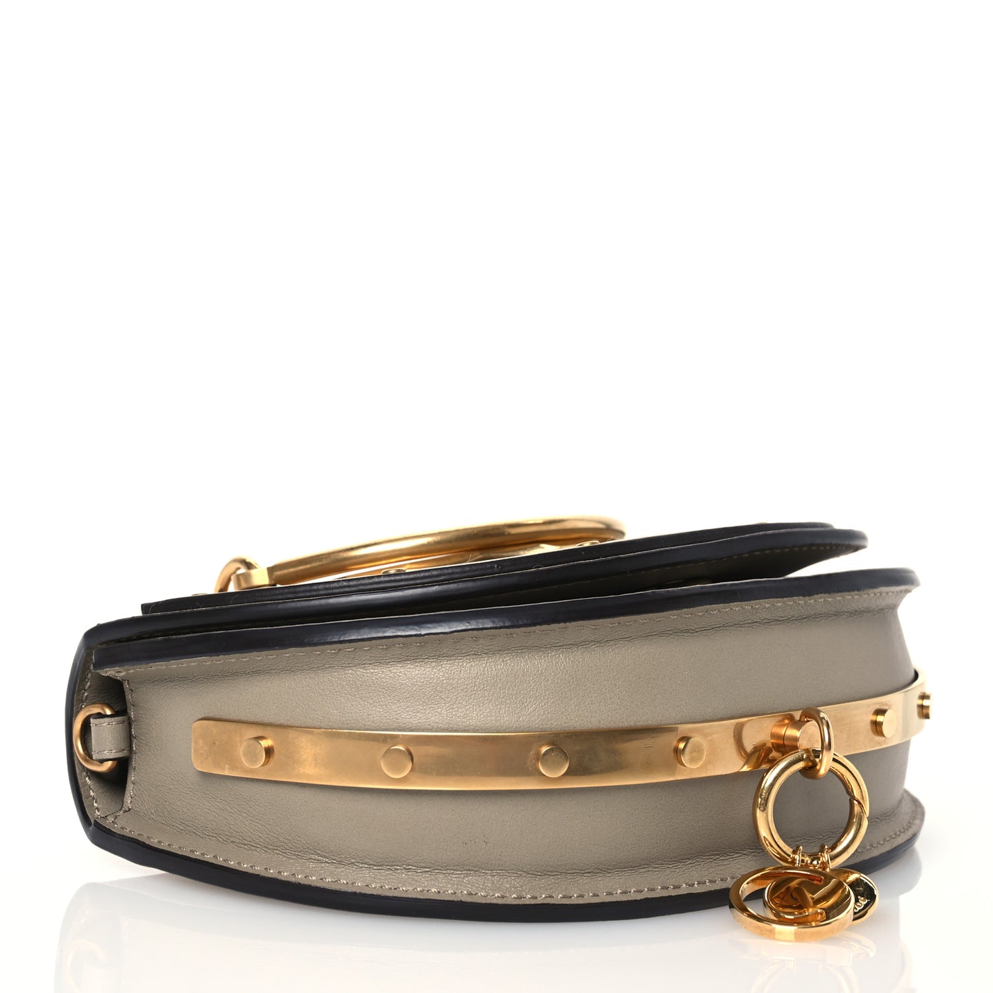 Calfskin Small Nile Bracelet Minaudiere Bag Motty Grey