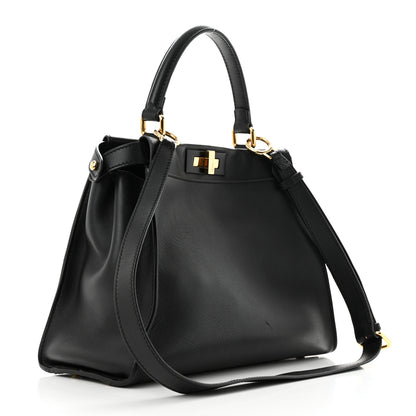 Fendi Vitello Seta Shiny Nappa Medium Peekaboo Iconic Satchel Black 3 of 14