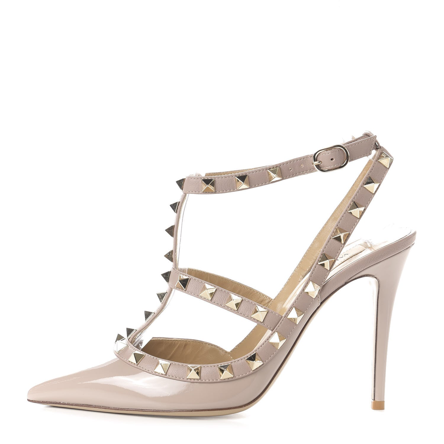 Valentino Garavani Patent Nappa Rockstud Ankle Strap 100mm Pumps 38 Poudre 1 of 9