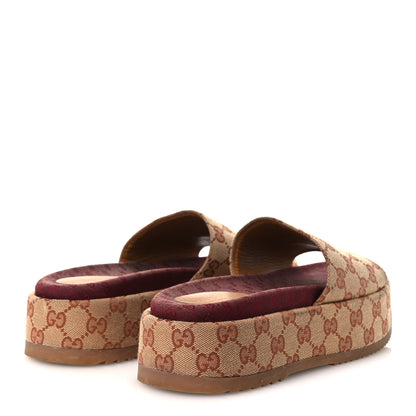 Gucci Canvas GG Monogram Angelina Platform Slide Sandals 38 Beige Ruggine 5 of 15