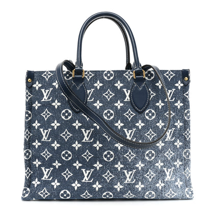 Louis Vuitton Monogram Jacquard Denim Onthego MM Bleu 1 of 8