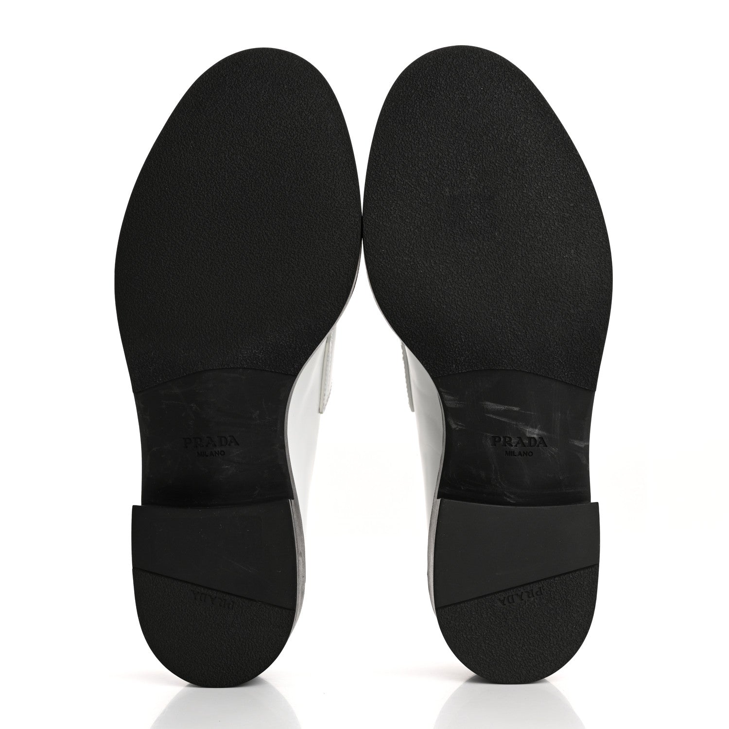 Prada Brushed Calfskin Metal Triangle Logo 20mm Loafers 39.5 White 6 of 13