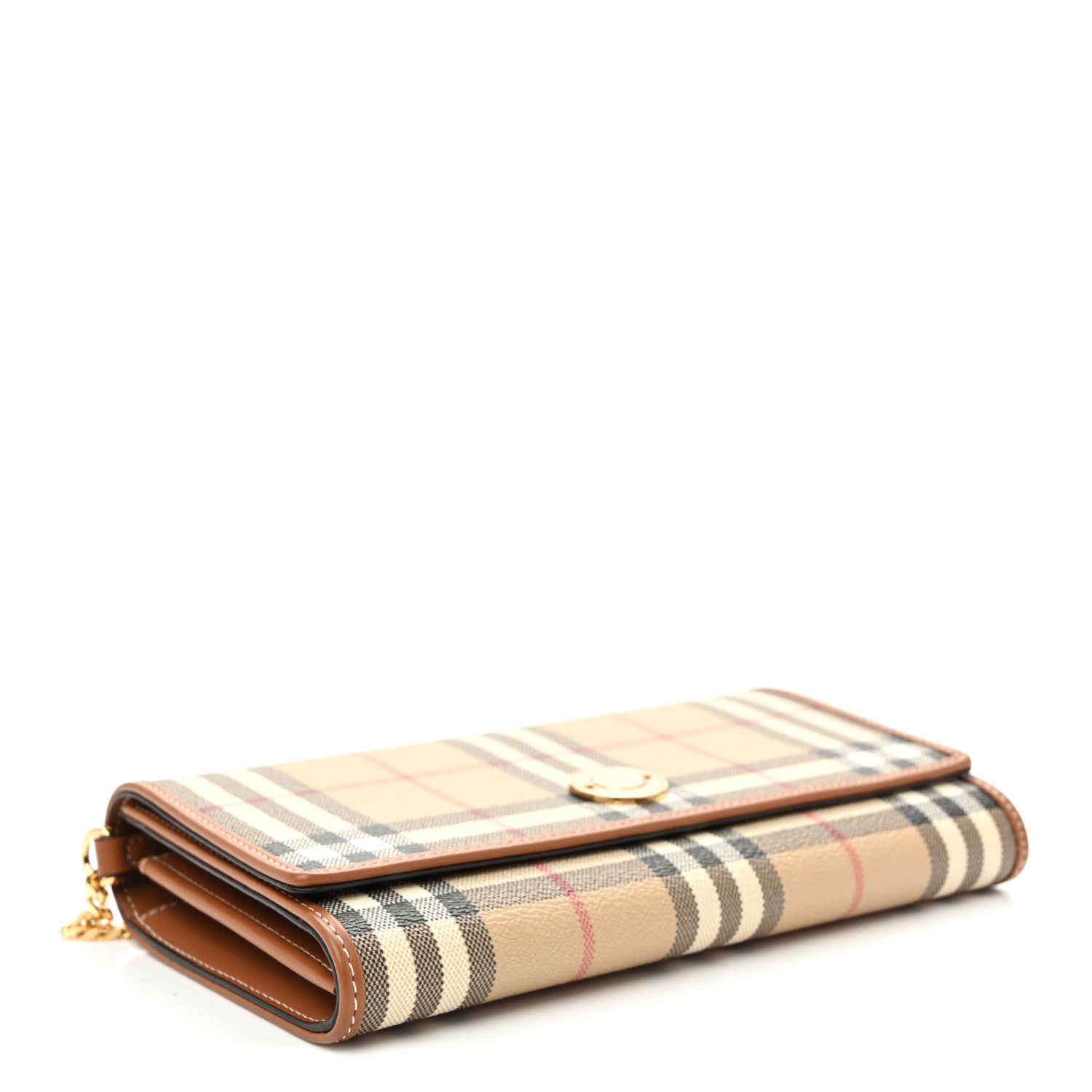 Burberry Vintage Check Hannah Chain Wallet Archive Beige Briar Brown 4 of 11