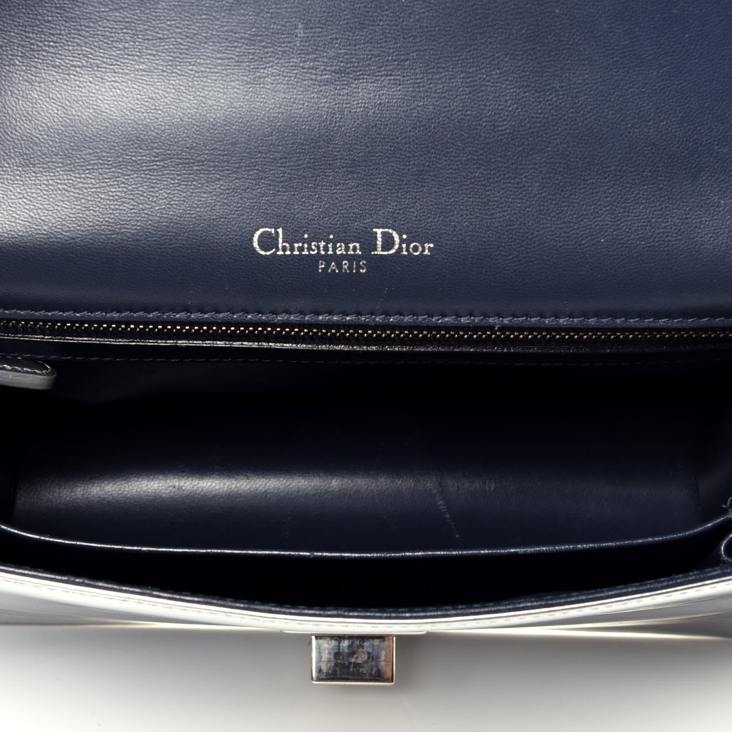 Christian Dior Metallic Patent Micro-Cannage Medium Diorama Flap Bag Silver 5 of 9