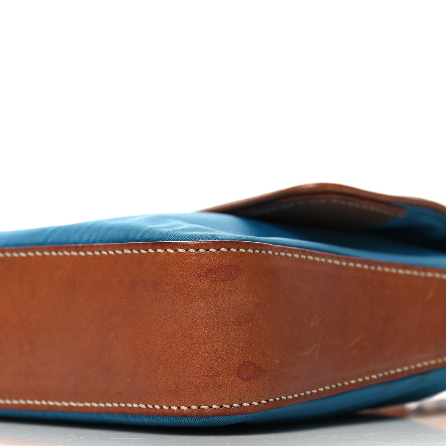 Prada Tessuto Nylon Calfskin Shoulder Bag Blue 9 of 10