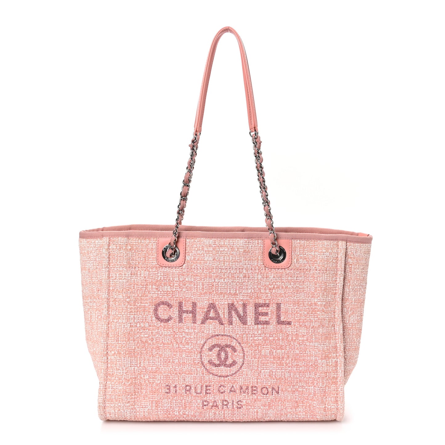 Straw Lurex Small Deauville Tote Pink