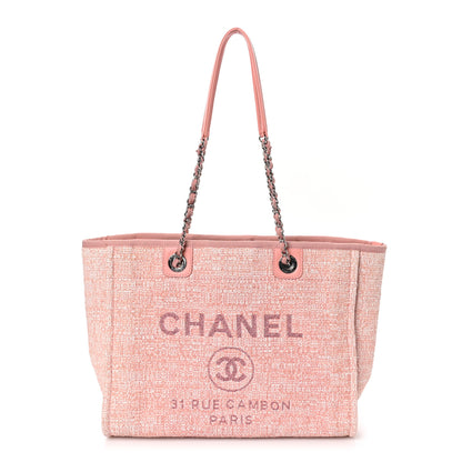 Chanel Straw Lurex Small Deauville Tote Pink 1 of 10