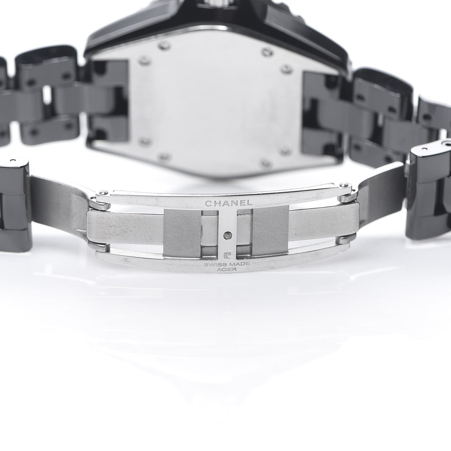 Chanel Stainless Steel Ceramic Diamond Pave Bezel 33mm J12 Quartz Watch Black 5 of 5