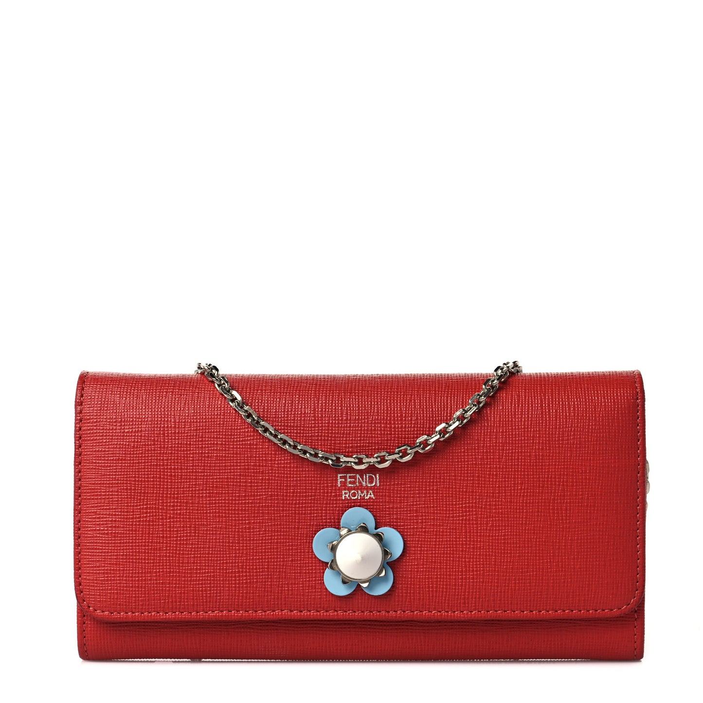 Vitello Elite Flowerland Continental Wallet On Chain Red