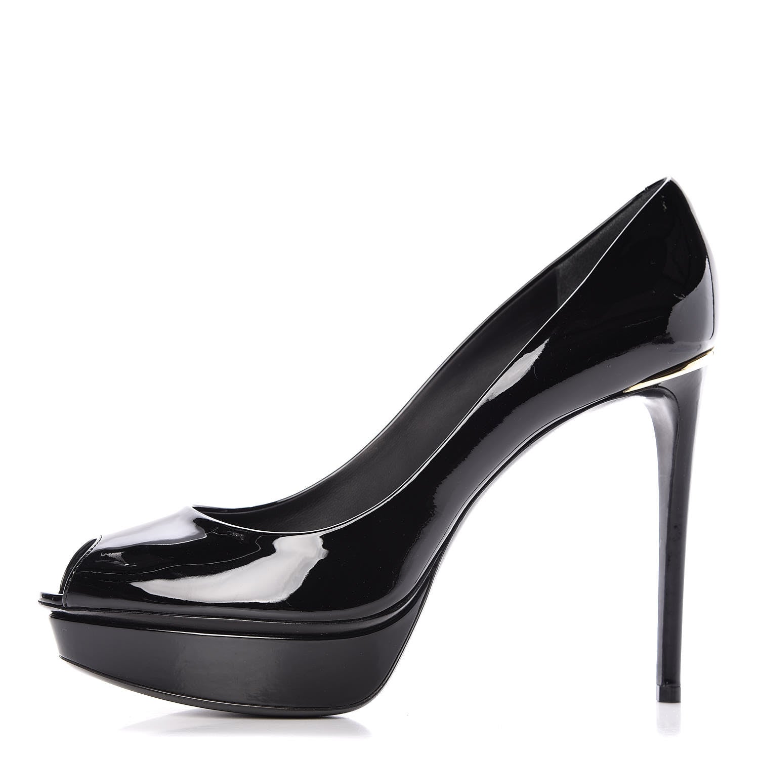 Louis Vuitton Patent Calfskin Eyeline Open Toe Pumps 40.5 Black 1 of 11