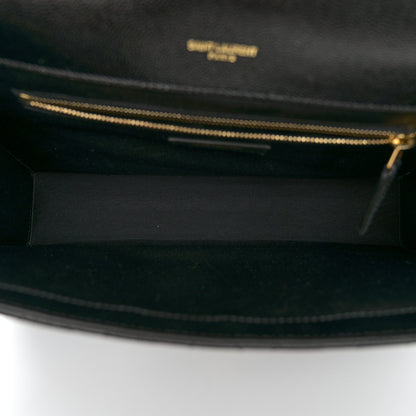 Saint Laurent Grain De Poudre Textured Mixed Matelasse Large Triquilt Monogram Satchel Black 5 of 11