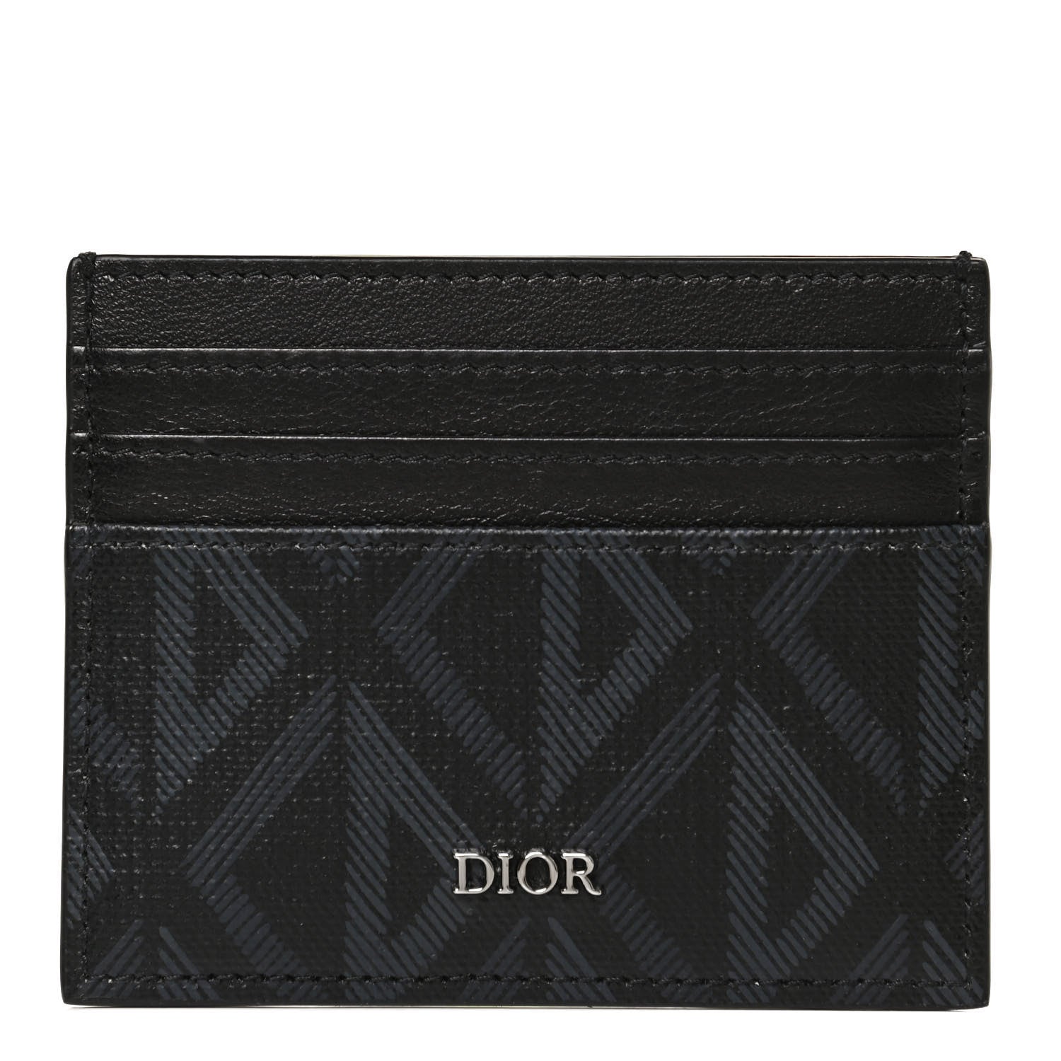 Christian Dior Coated Canvas Calfskin CD Diamond Card Holder Black 1 of 8