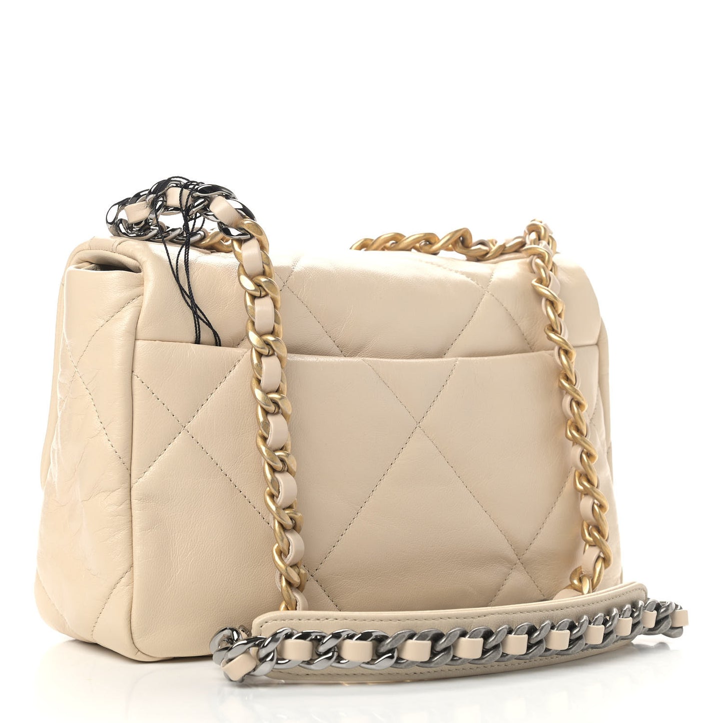 Goatskin Quilted Medium Chanel 19 Flap Beige