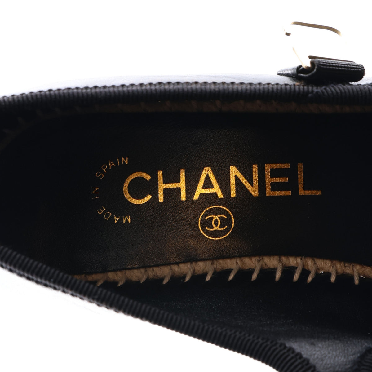 Chanel Lambskin Espadrille Mary Jane Wedges 37 Black 10 of 10