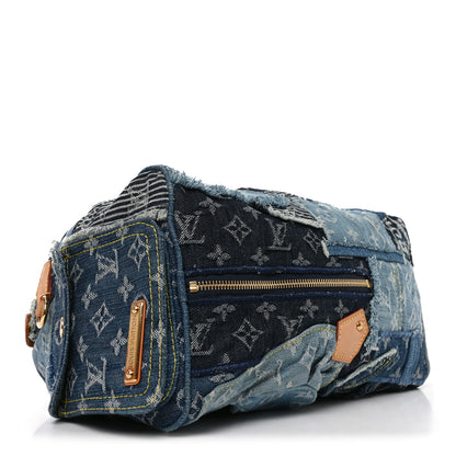 Louis Vuitton Denim Patchwork Speedy 30 Blue 4 of 9