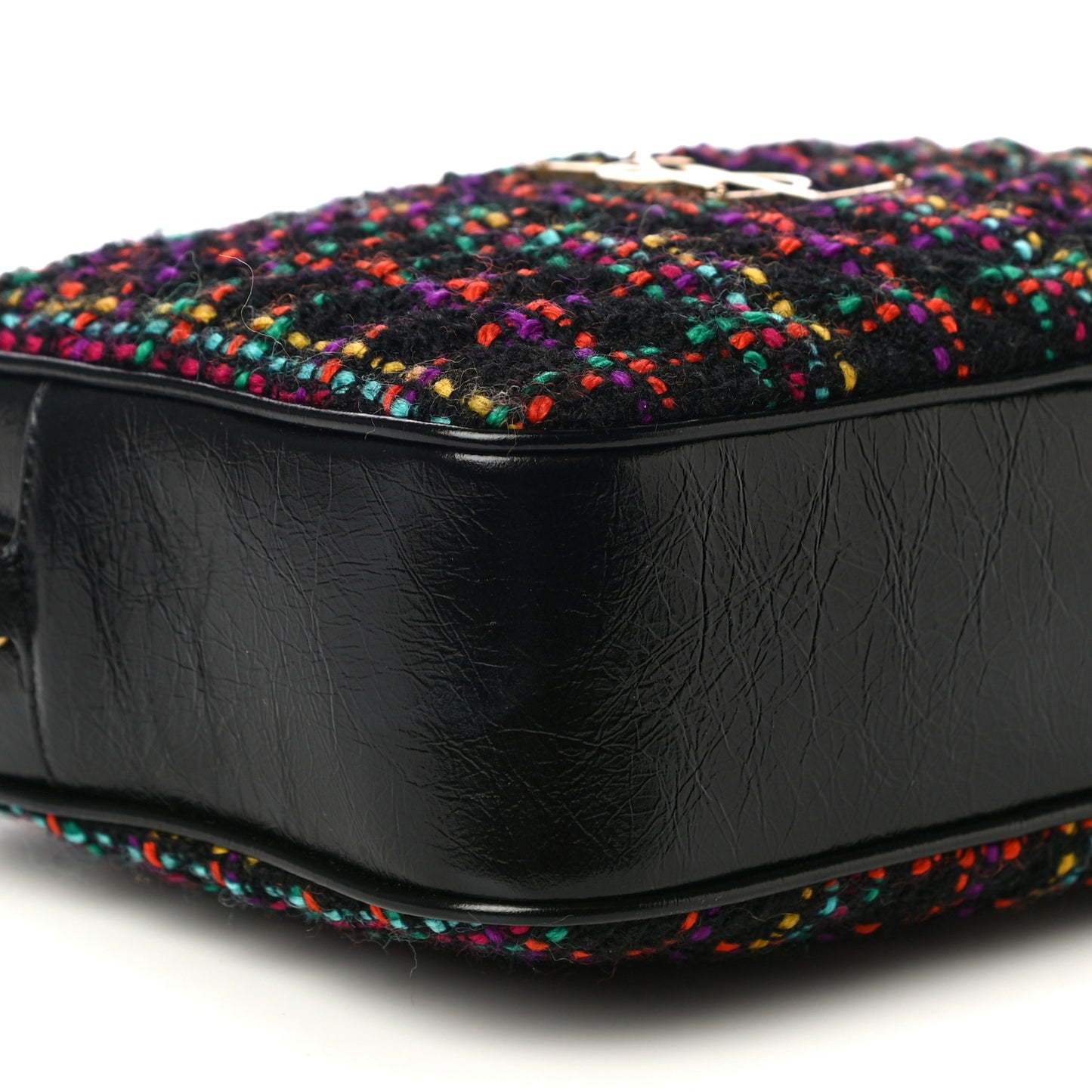 Tweed Calfskin Monogram Lou Camera Bag Black