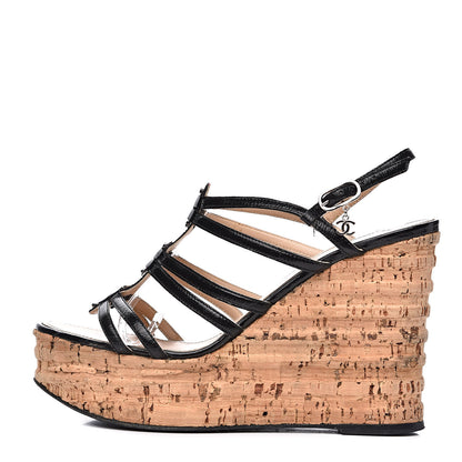 Chanel Patent Cork CC Wedge 39 Black 1 of 11