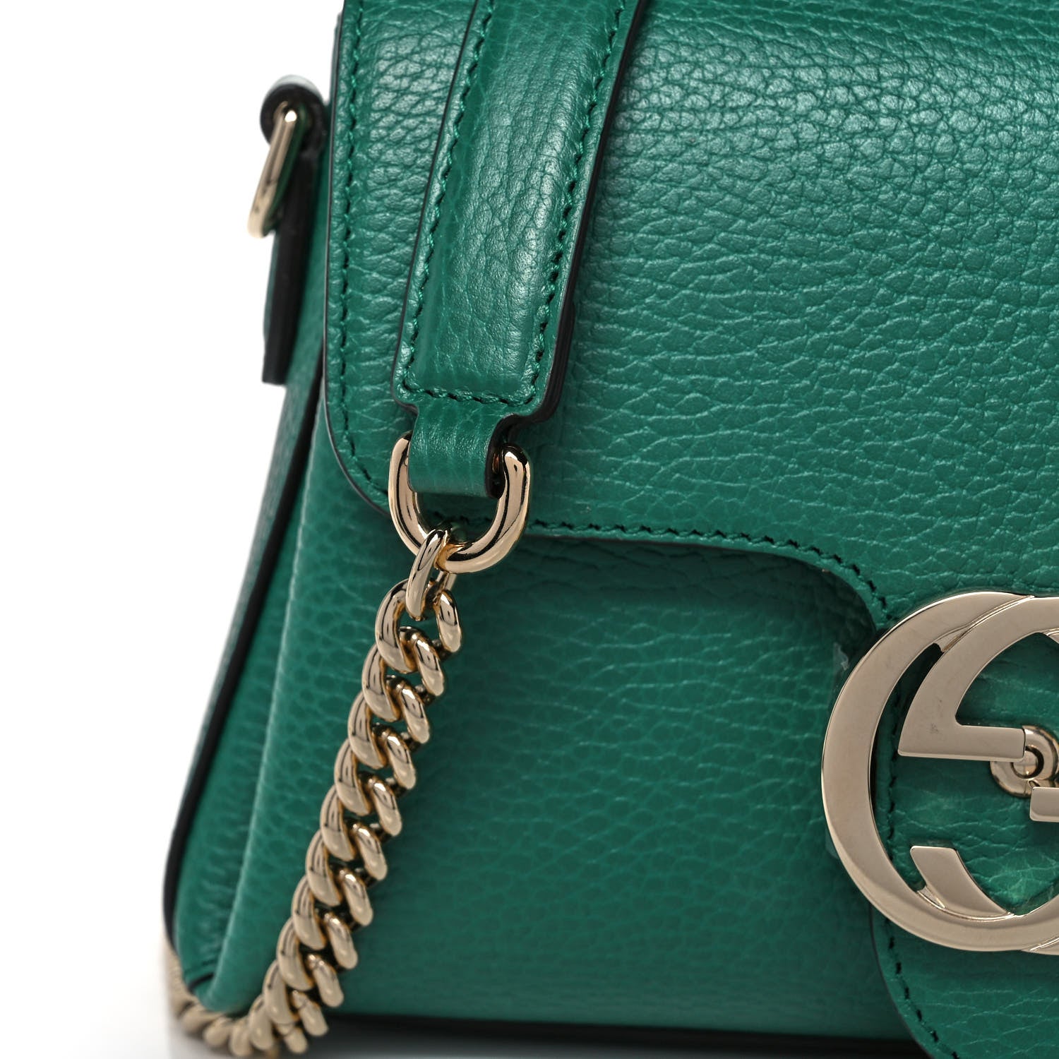 Gucci Dollar Calfskin Interlocking G Crossbody Bag Emerald 10 of 12